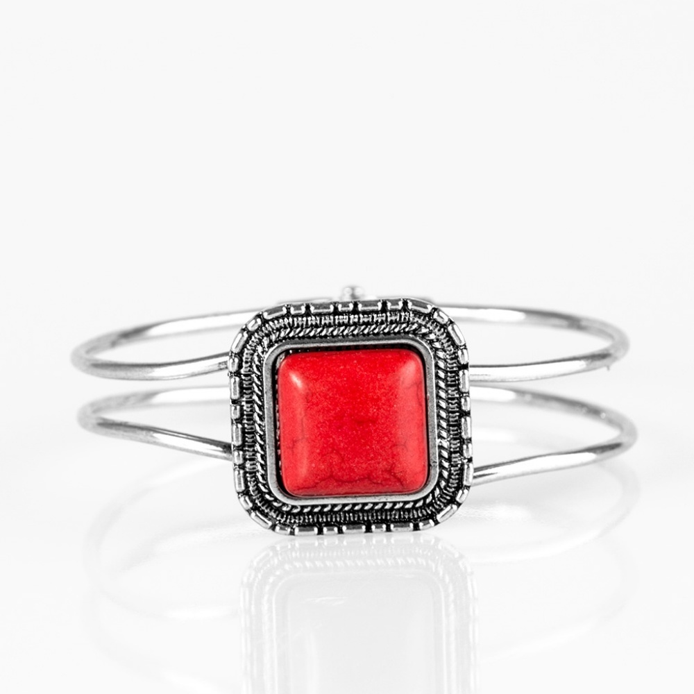 Red and Silver Bangle Bracelet